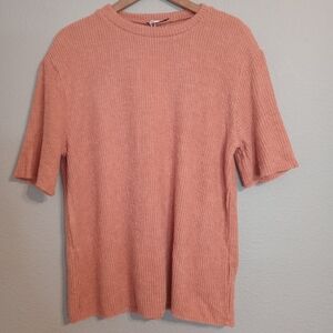 Zara Basic Ribbed knit loose fit top Coral pink